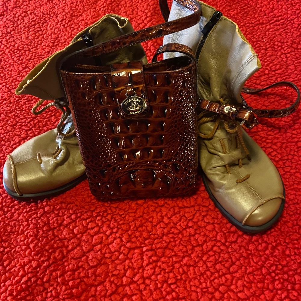 Genuine Leather Pleated Ankle Boots. Never Worn.